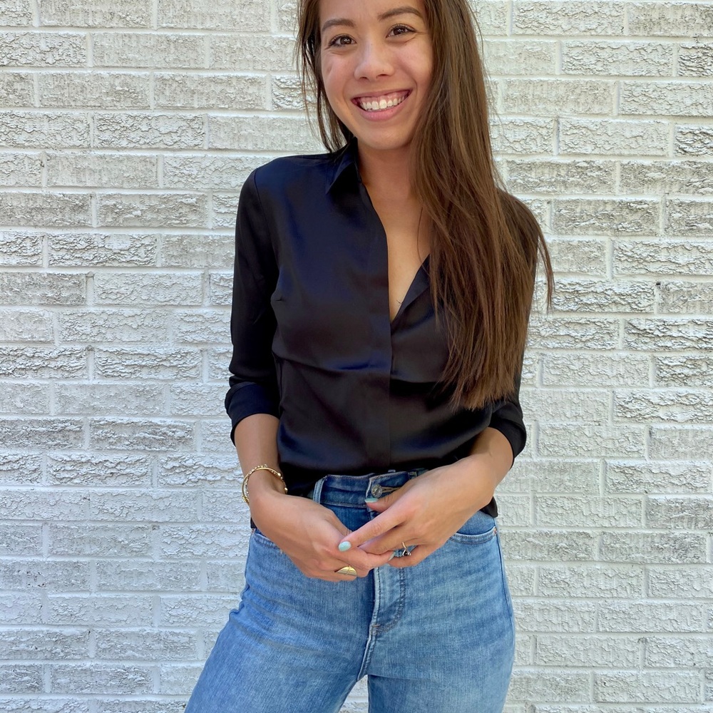 Black Satin Button Down